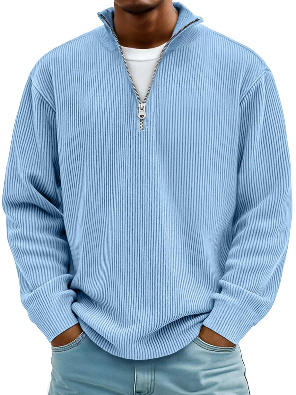Men's Half-Zip Jumper | Structured Knit Texture | Relaxed, Shape-Retaining Fit