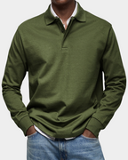 Men's Long Sleeve Polo Shirt | Button Placket | Ribbed Collar and Cuffs