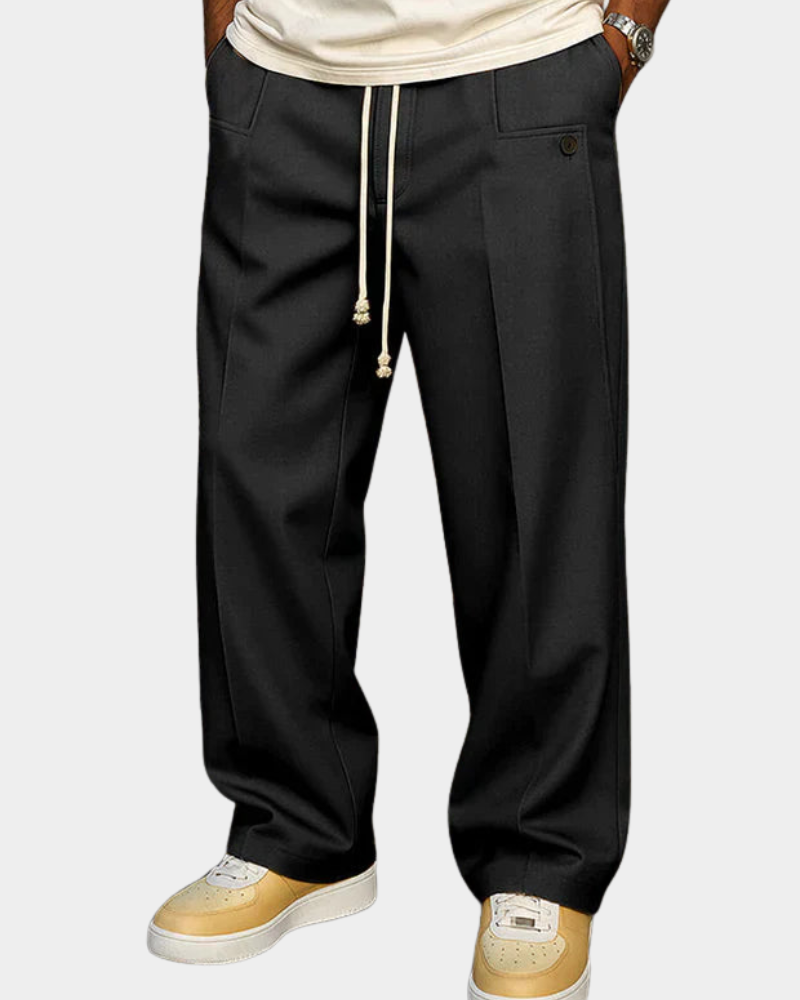Men's Drawstring Trousers | Slim Tapered Fit | Elasticated Waistband Detail