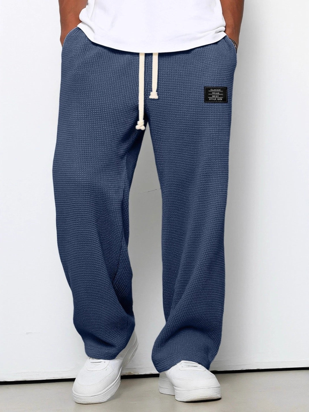 Men's Wide-Leg Trousers | Adjustable Drawstring Waist | Deep Side Pockets