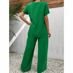 Women's Two-Piece Set | Longline Draped Top | Elasticated Waist Trousers