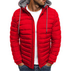 Men's Lightweight Down Jacket | Quilted Panels | Padded Hood | Slim Fit