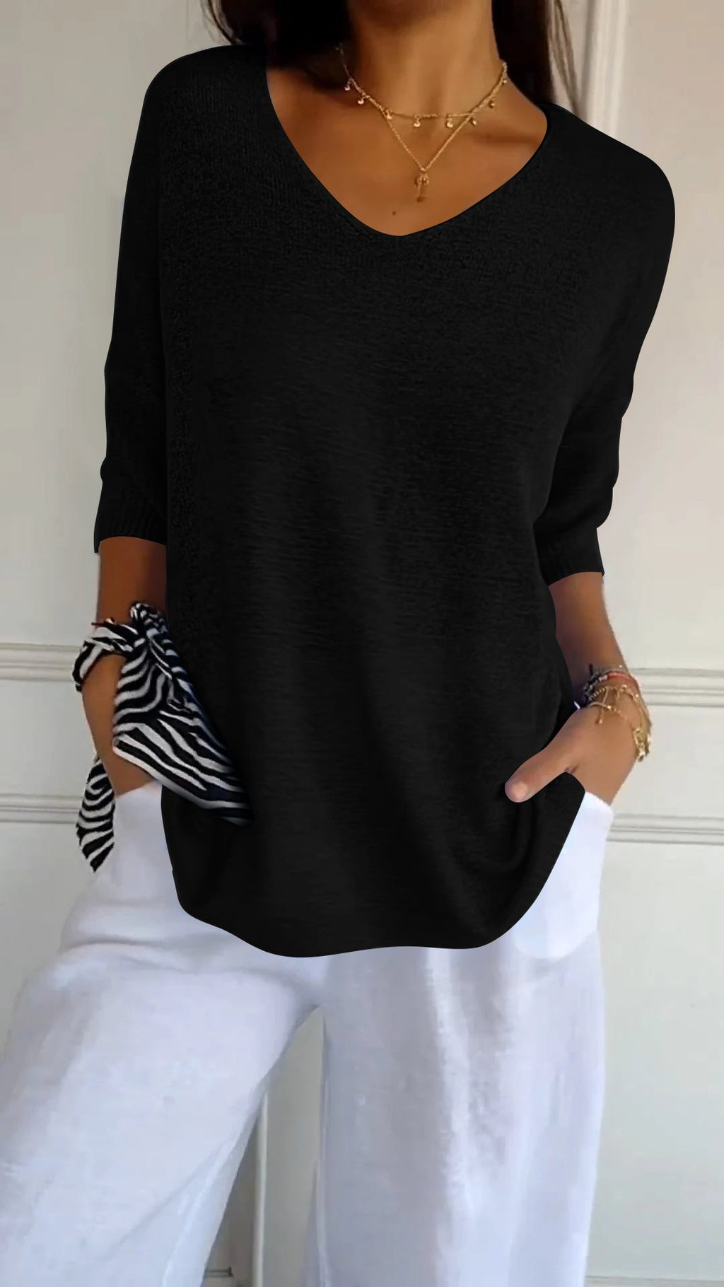 Women's V-Neck Top | Relaxed Fit | Wrinkle-Free Fabric for Effortless Everyday Style