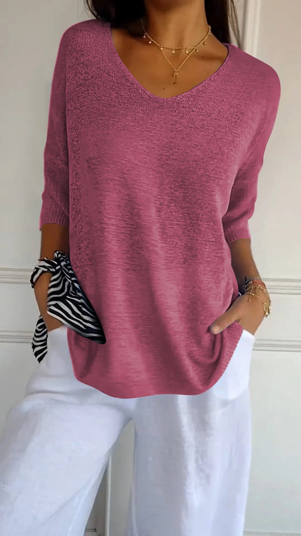 Women's V-Neck Top | Relaxed Fit | Wrinkle-Free Fabric for Effortless Everyday Style