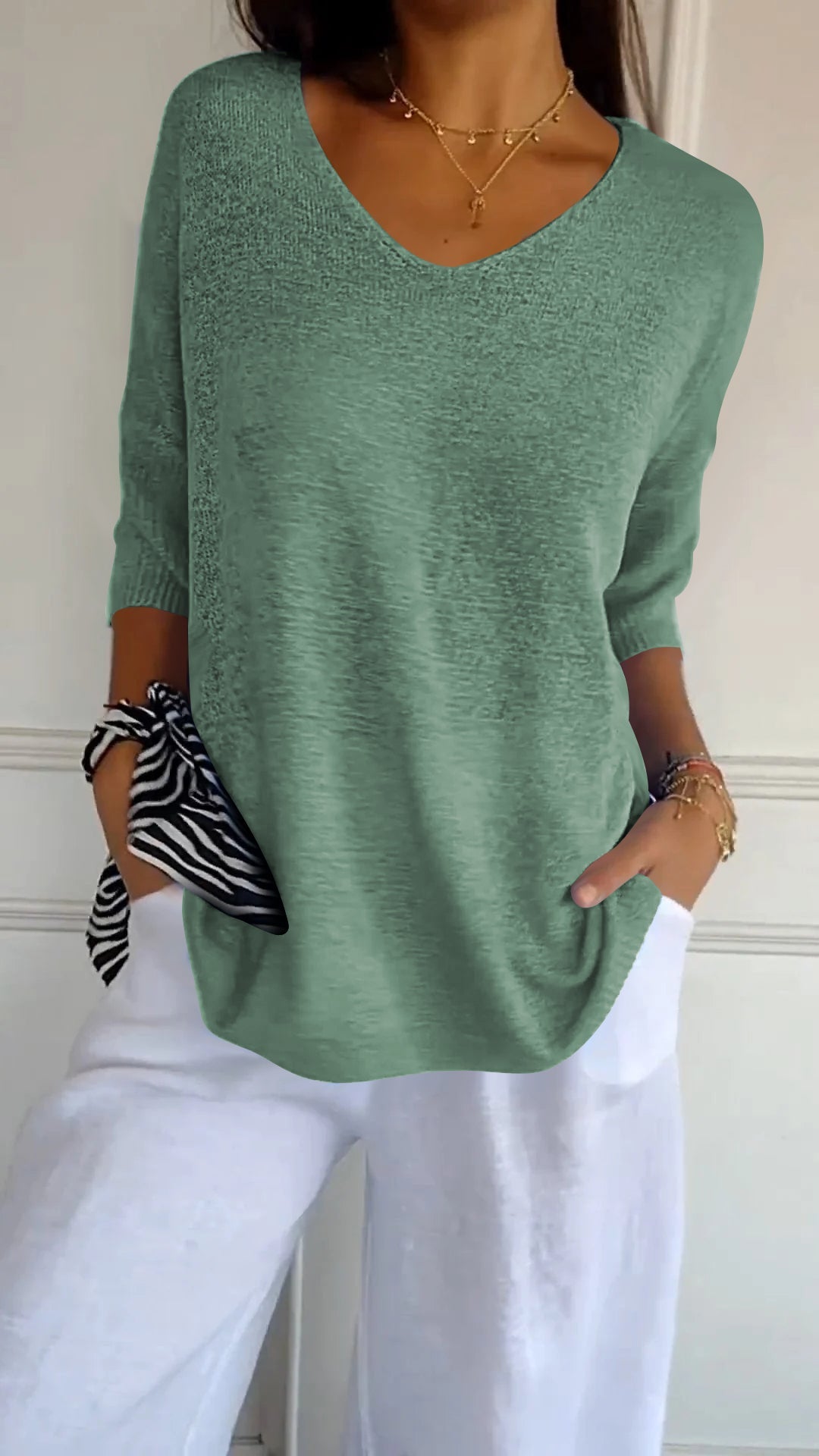 Women's V-Neck Top | Relaxed Fit | Wrinkle-Free Fabric for Effortless Everyday Style