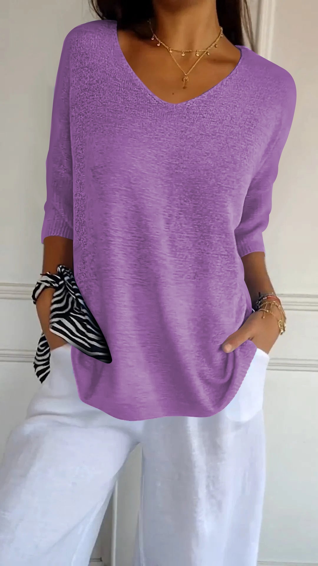 Women's V-Neck Top | Relaxed Fit | Wrinkle-Free Fabric for Effortless Everyday Style