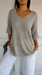Women's V-Neck Top | Relaxed Fit | Wrinkle-Free Fabric for Effortless Everyday Style