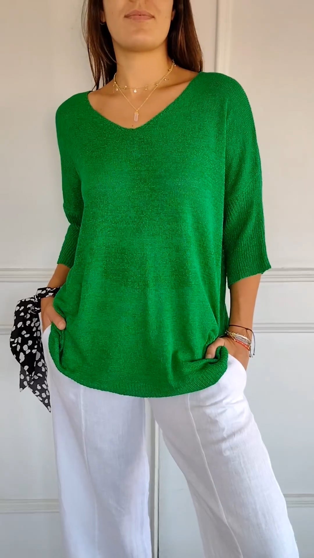 Women's V-Neck Top | Relaxed Fit | Wrinkle-Free Fabric for Effortless Everyday Style