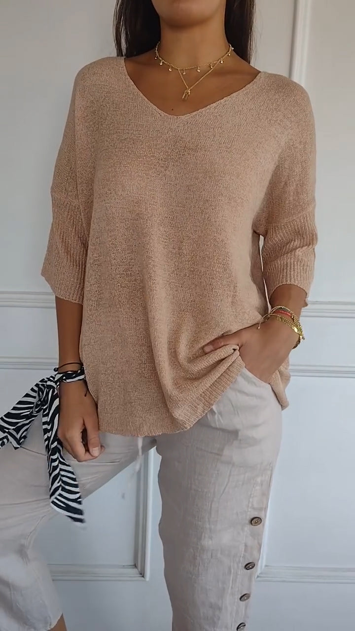 Women's V-Neck Top | Relaxed Fit | Wrinkle-Free Fabric for Effortless Everyday Style
