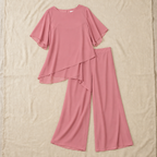 Women's Draped Layered Top and Wide-Leg Trousers Co-Ord Set | Tailored Fit