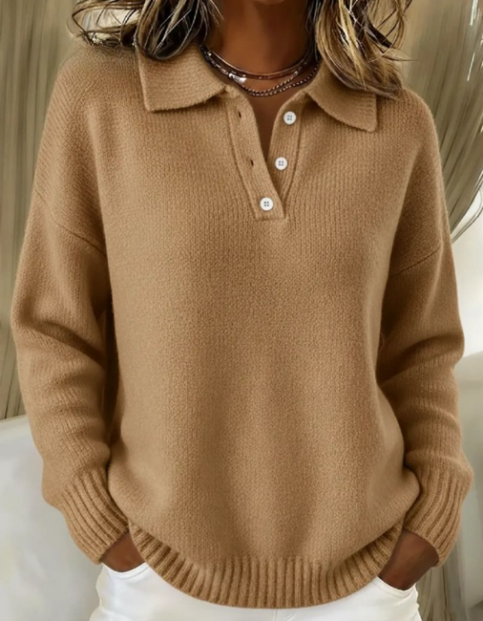 Women's Polo Jumper | Ribbed Collar Detail | Lightweight Knit | Regular Fit