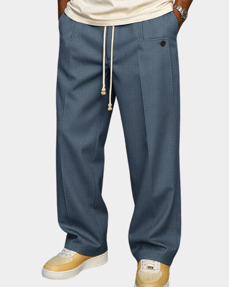 Men's Drawstring Trousers | Slim Tapered Fit | Elasticated Waistband Detail