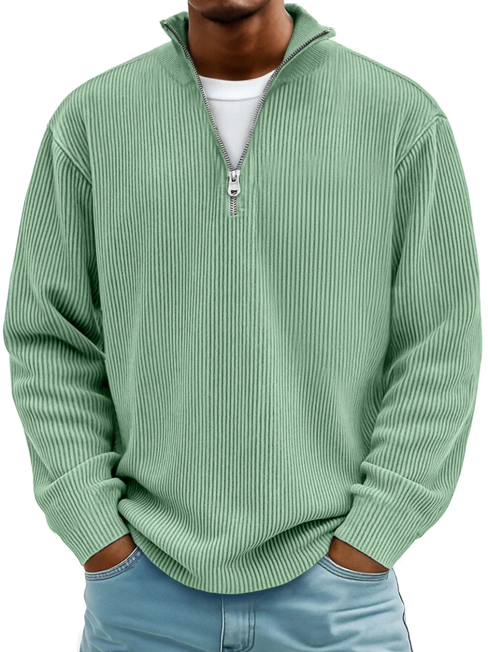 Men's Half-Zip Jumper | Structured Knit Texture | Relaxed, Shape-Retaining Fit