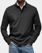 Men's Long Sleeve Polo Shirt | Button Placket | Ribbed Collar and Cuffs