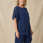 Women's Draped Layered Top and Wide-Leg Trousers Co-Ord Set | Tailored Fit