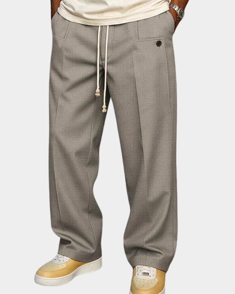 Men's Drawstring Trousers | Slim Tapered Fit | Elasticated Waistband Detail