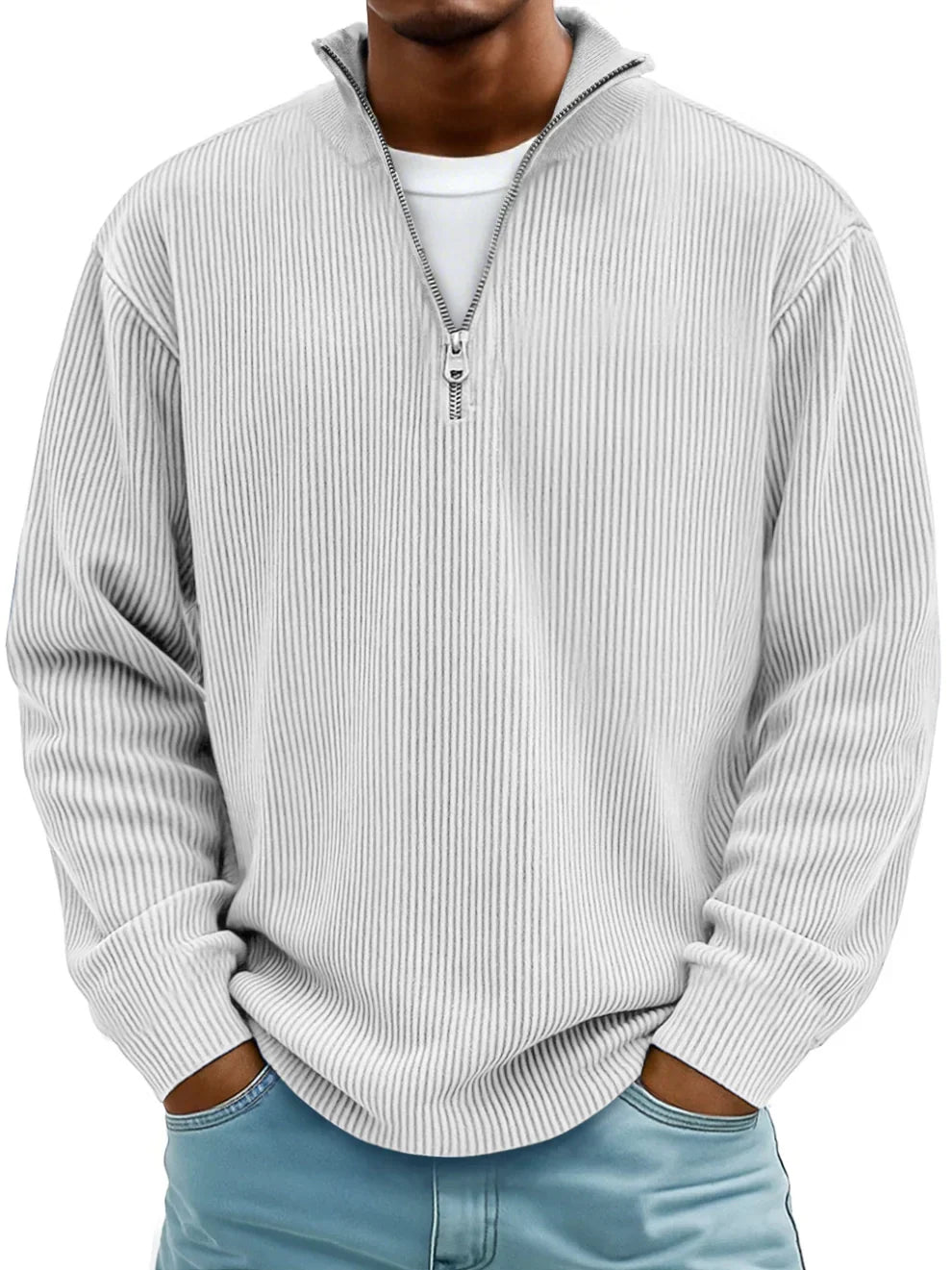 Men's Half-Zip Jumper | Structured Knit Texture | Relaxed, Shape-Retaining Fit