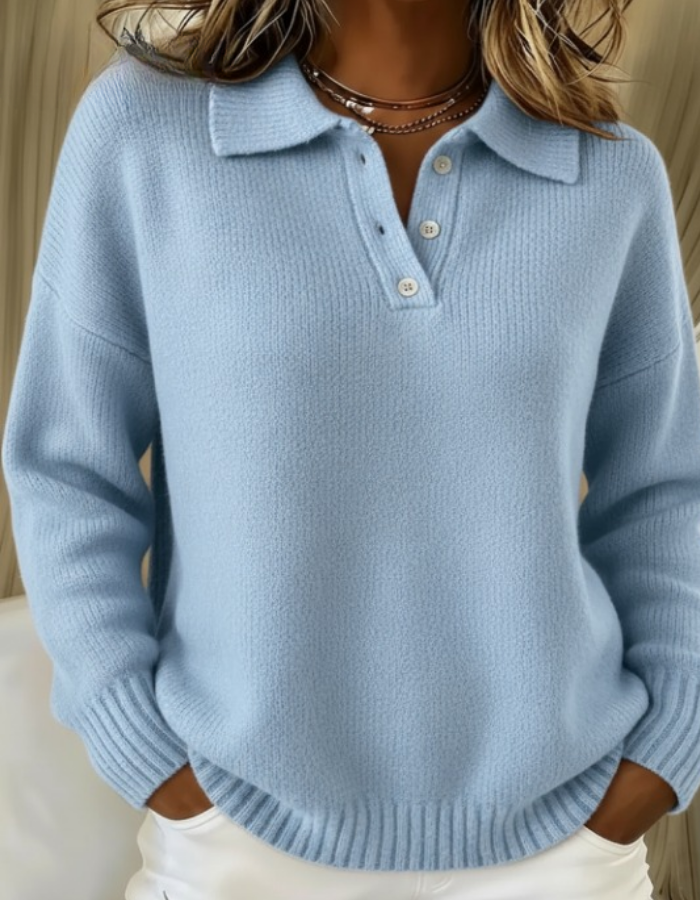 Women's Polo Jumper | Ribbed Collar Detail | Lightweight Knit | Regular Fit