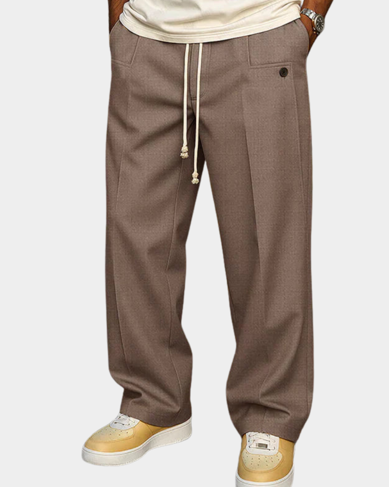 Men's Drawstring Trousers | Slim Tapered Fit | Elasticated Waistband Detail