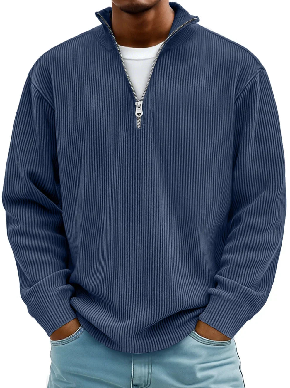 Men's Half-Zip Jumper | Structured Knit Texture | Relaxed, Shape-Retaining Fit