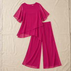 Women's Draped Layered Top and Wide-Leg Trousers Co-Ord Set | Tailored Fit