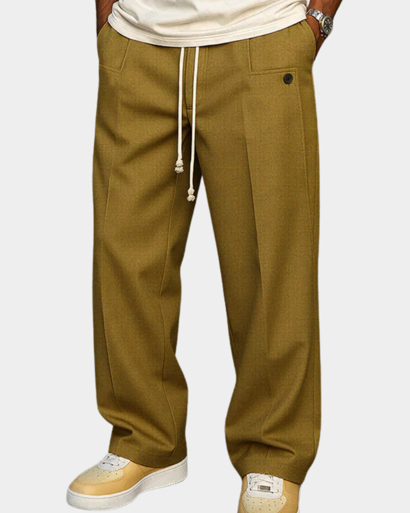 Men's Drawstring Trousers | Slim Tapered Fit | Elasticated Waistband Detail