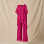 Women's Draped Layered Top and Wide-Leg Trousers Co-Ord Set | Tailored Fit