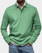 Men's Long Sleeve Polo Shirt | Button Placket | Ribbed Collar and Cuffs