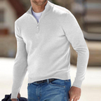 Men's Half-Zip Jumper | Ribbed Stand Collar | Regular Fit | Long Sleeves