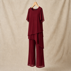 Women's Draped Layered Top and Wide-Leg Trousers Co-Ord Set | Tailored Fit