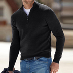 Men's Half-Zip Jumper | Ribbed Stand Collar | Regular Fit | Long Sleeves