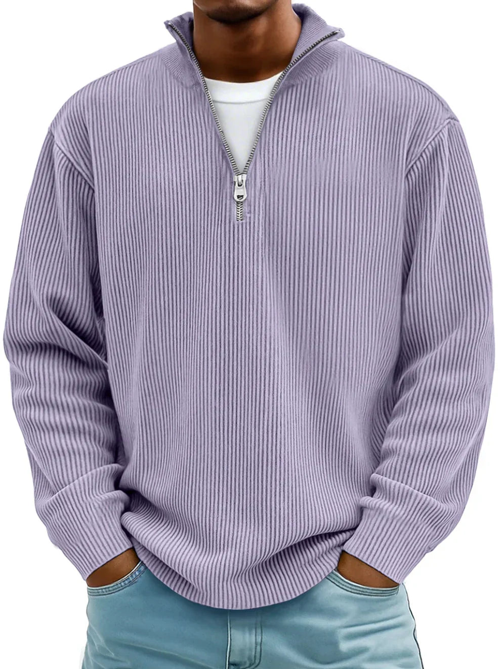 Men's Half-Zip Jumper | Structured Knit Texture | Relaxed, Shape-Retaining Fit