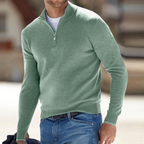 Men's Half-Zip Jumper | Ribbed Stand Collar | Regular Fit | Long Sleeves