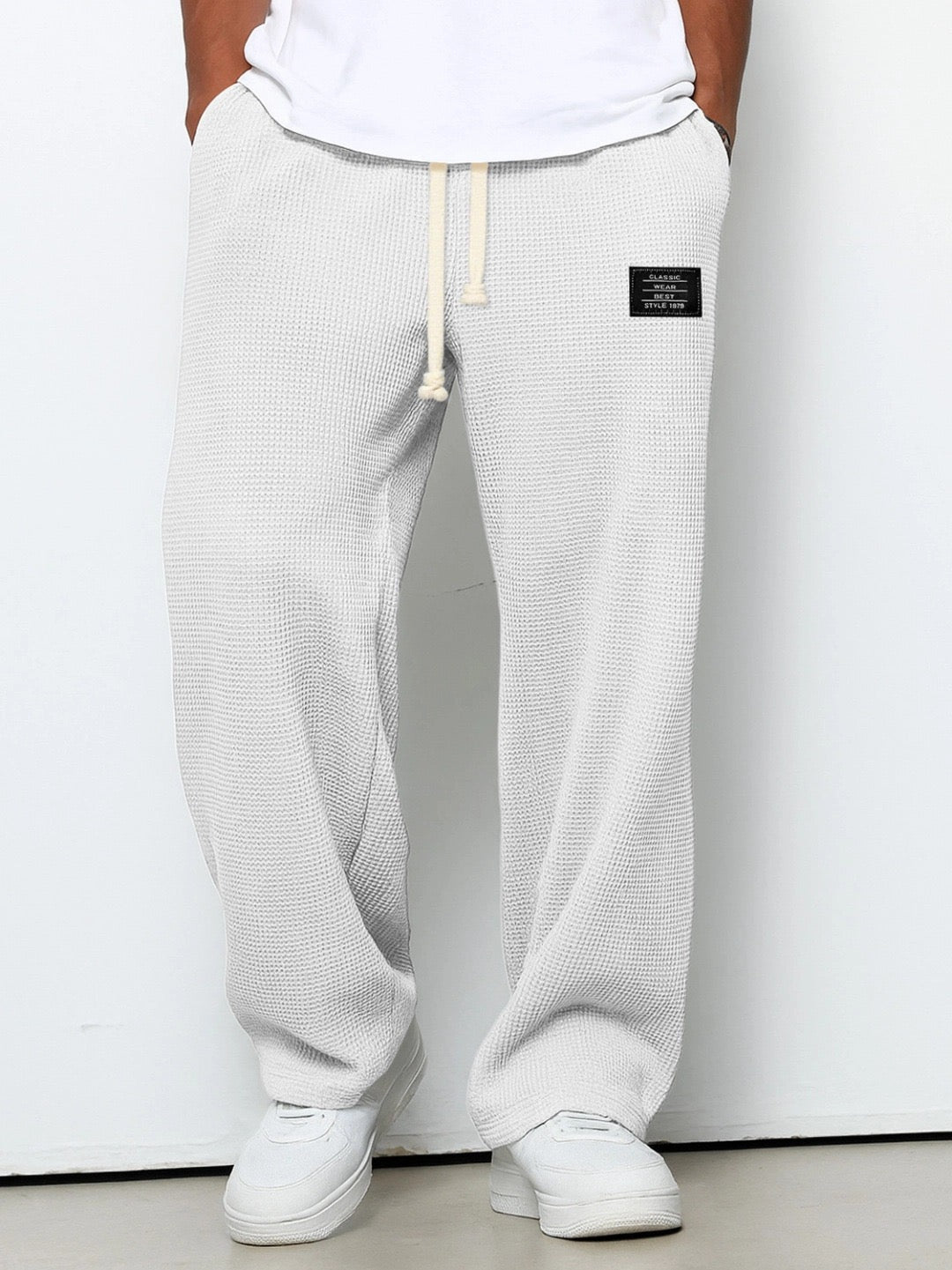 Men's Wide-Leg Trousers | Adjustable Drawstring Waist | Deep Side Pockets