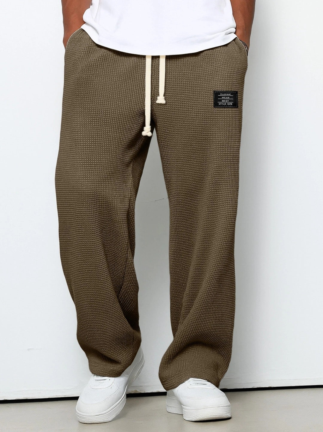 Men's Wide-Leg Trousers | Adjustable Drawstring Waist | Deep Side Pockets