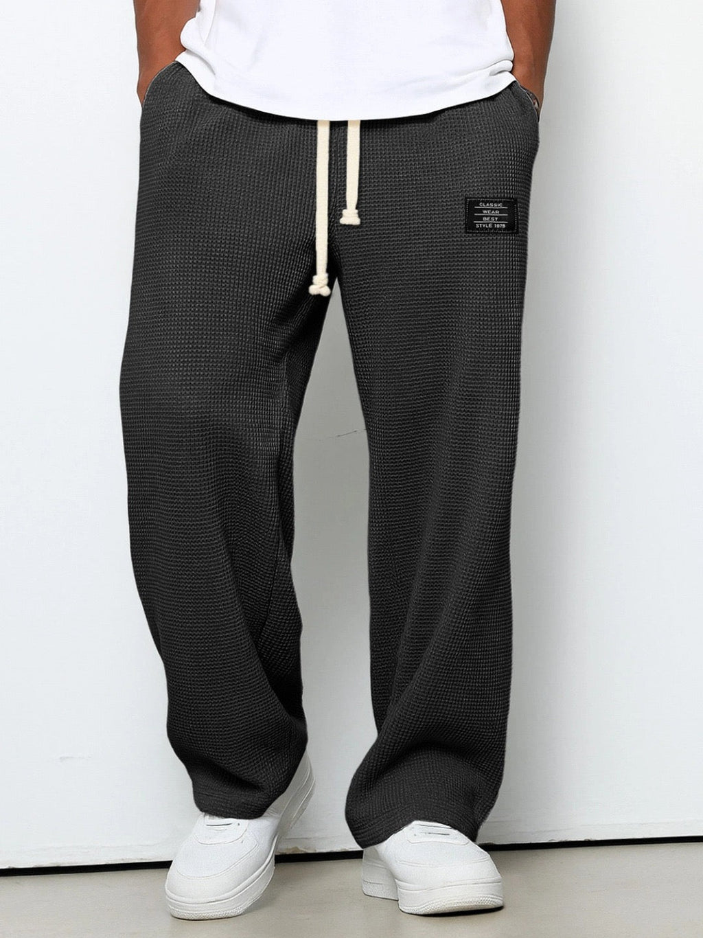Men's Wide-Leg Trousers | Adjustable Drawstring Waist | Deep Side Pockets