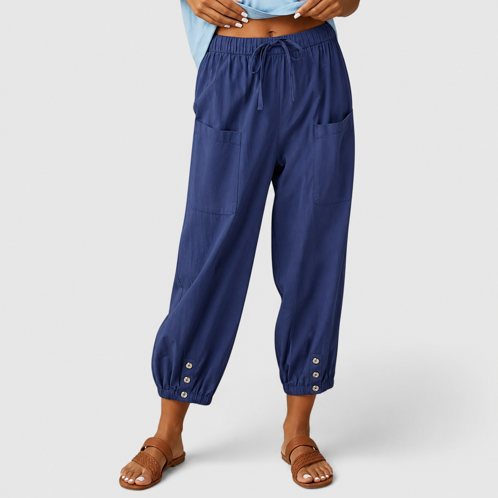 Women's Drawstring Trousers | Tapered Leg | Elasticated Waist | Deep Pockets