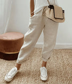Women's Comfortable Tunnel-Waist Trousers | Elasticated Waistband | Tapered Leg Fit
