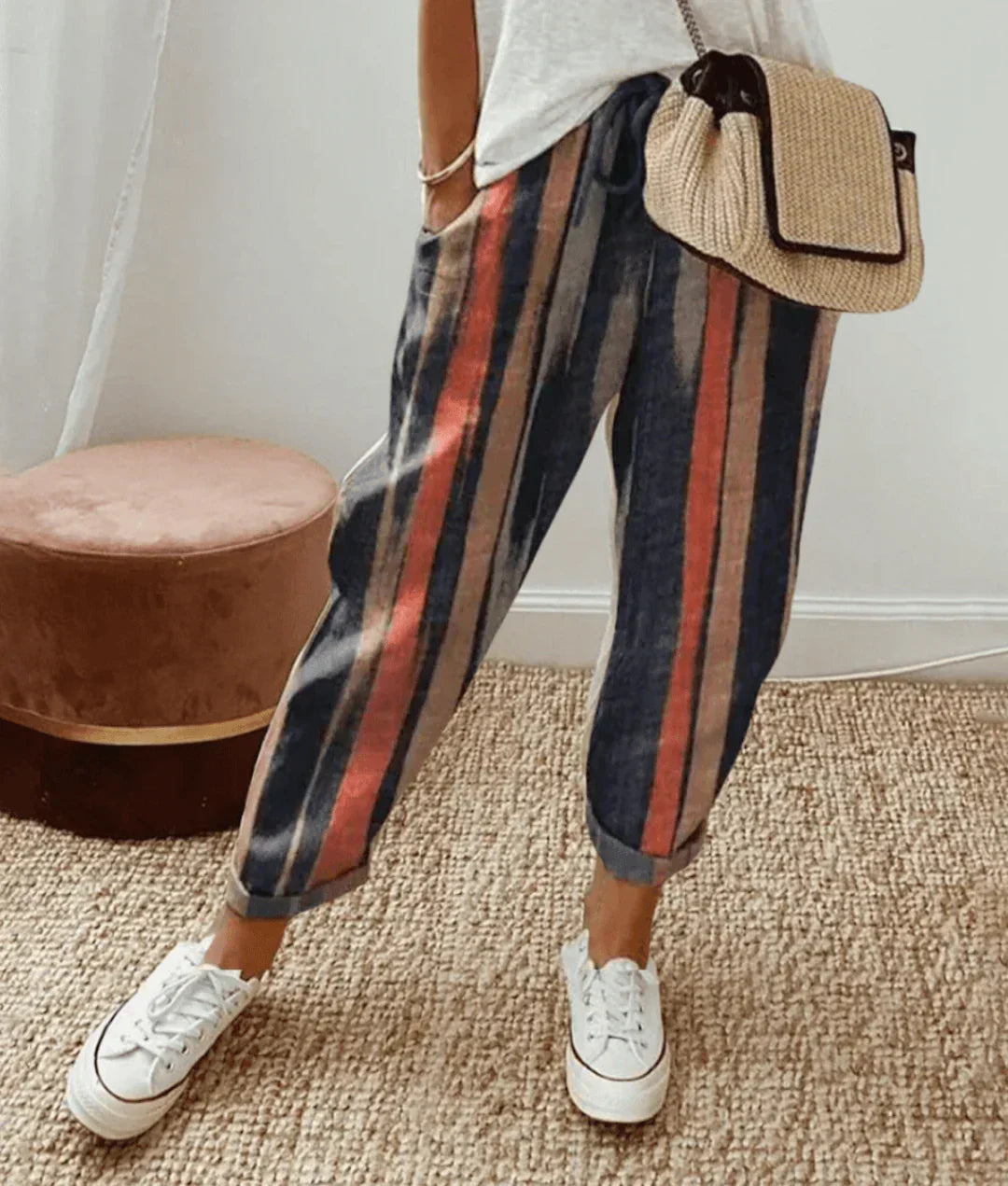 Women's Comfortable Tunnel-Waist Trousers | Elasticated Waistband | Tapered Leg Fit