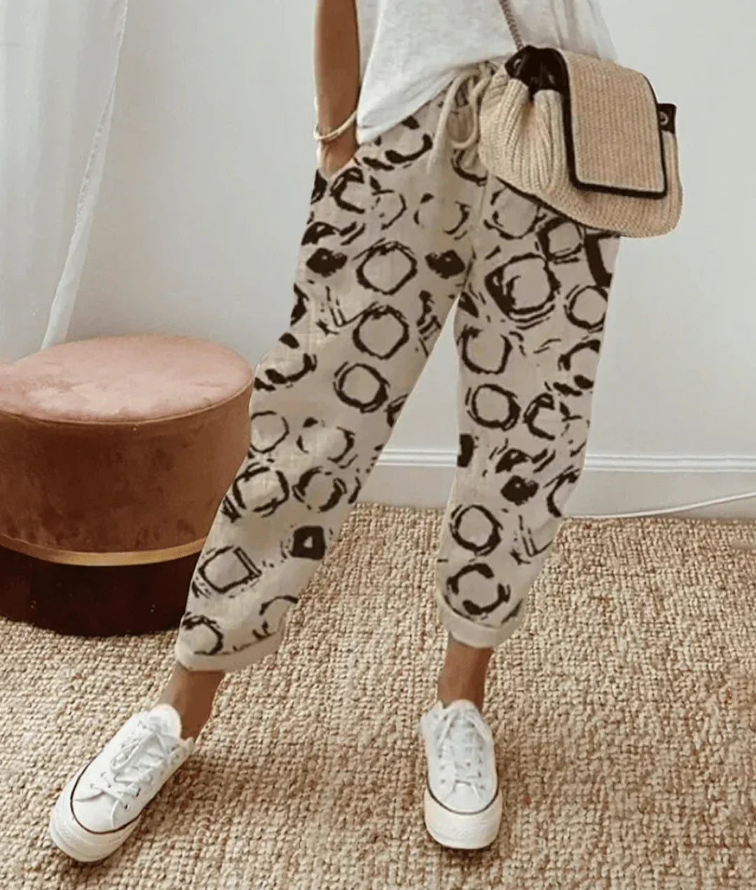 Women's Comfortable Tunnel-Waist Trousers | Elasticated Waistband | Tapered Leg Fit