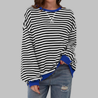 Women's Oversize Sweatshirt | Retro Stripe Print | Relaxed Drop-Shoulder Fit