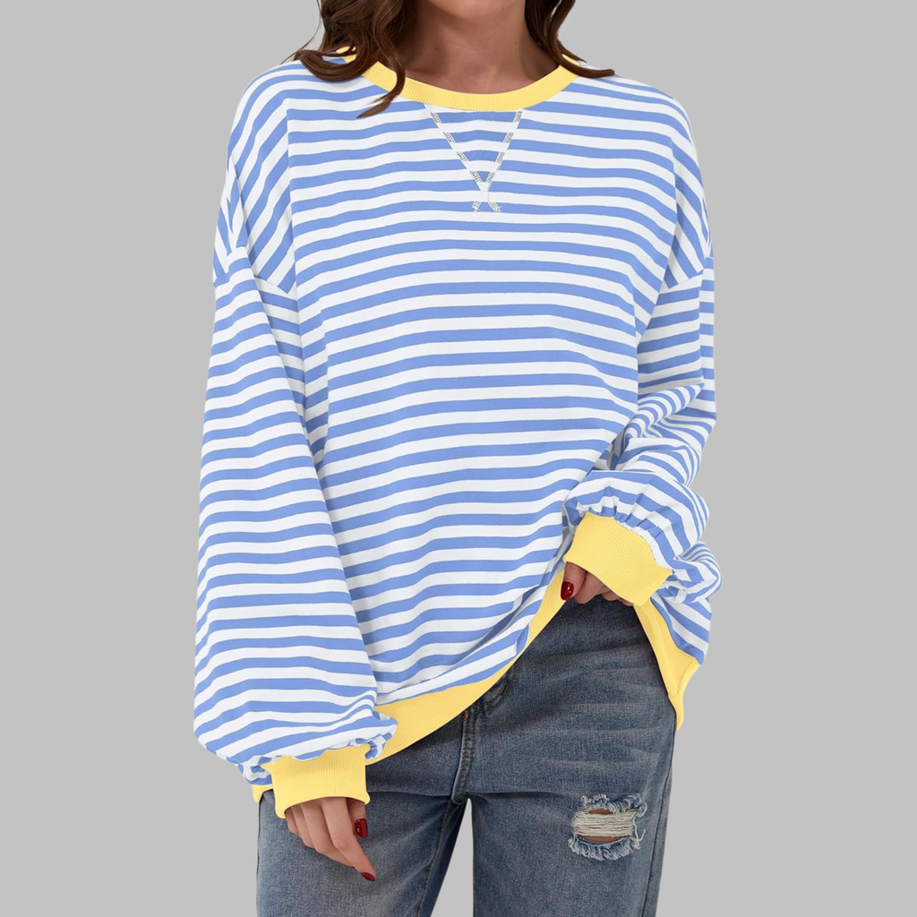 Women's Oversize Sweatshirt | Retro Stripe Print | Relaxed Drop-Shoulder Fit