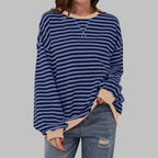 Women's Oversize Sweatshirt | Retro Stripe Print | Relaxed Drop-Shoulder Fit