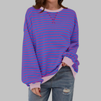 Women's Oversize Sweatshirt | Retro Stripe Print | Relaxed Drop-Shoulder Fit