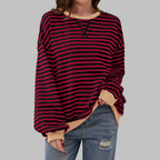 Women's Oversize Sweatshirt | Retro Stripe Print | Relaxed Drop-Shoulder Fit