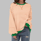 Women's Oversize Sweatshirt | Retro Stripe Print | Relaxed Drop-Shoulder Fit