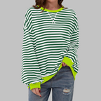 Women's Oversize Sweatshirt | Retro Stripe Print | Relaxed Drop-Shoulder Fit