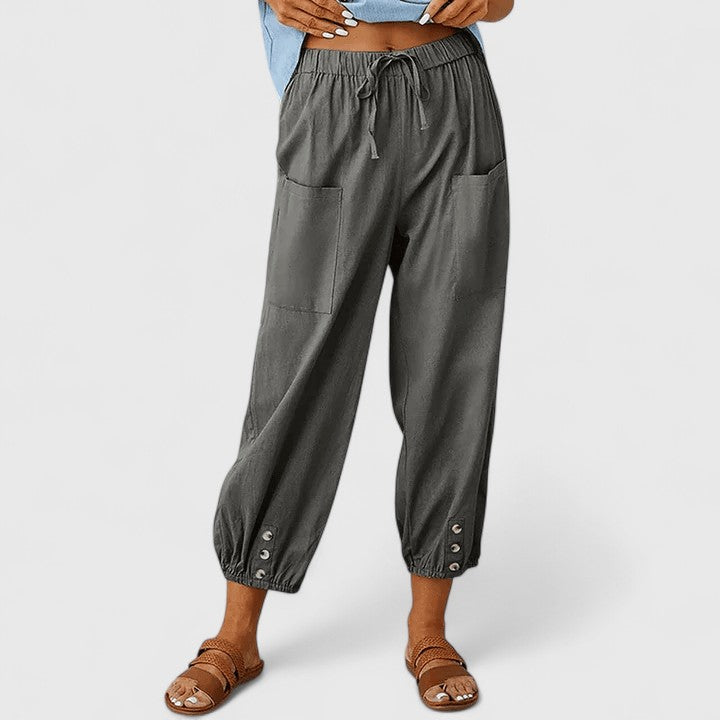 Women's Drawstring Trousers | Tapered Leg | Elasticated Waist | Deep Pockets