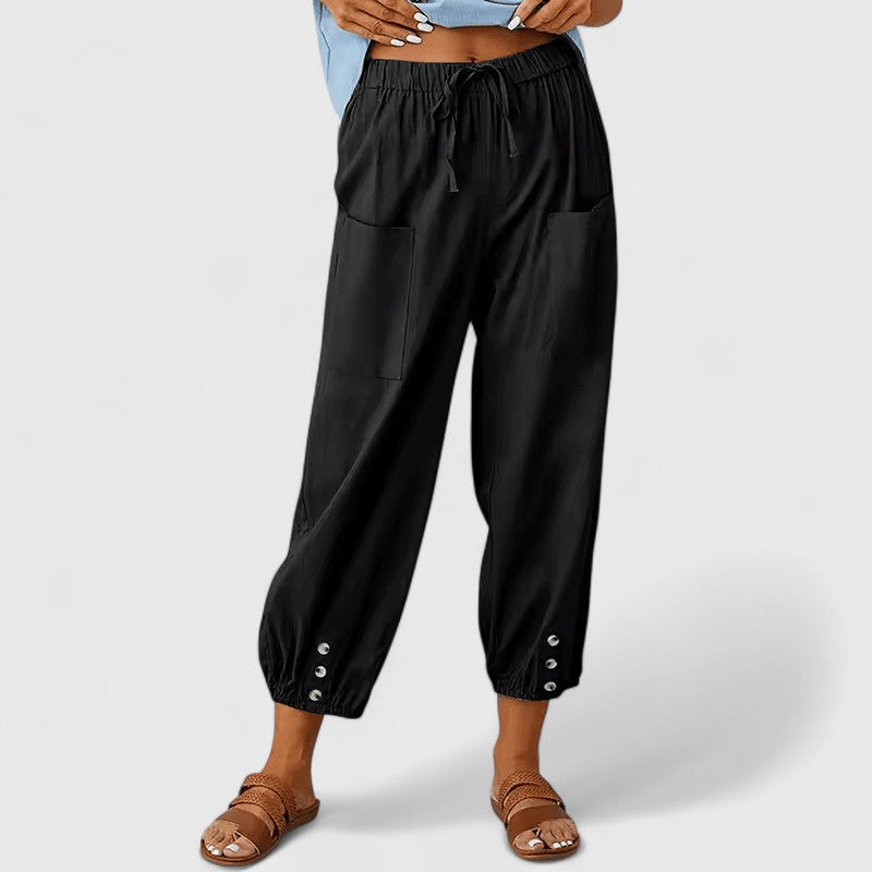 Women's Drawstring Trousers | Tapered Leg | Elasticated Waist | Deep Pockets