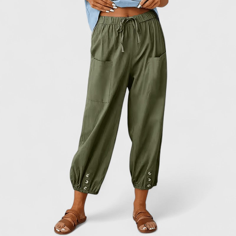 Women's Drawstring Trousers | Tapered Leg | Elasticated Waist | Deep Pockets